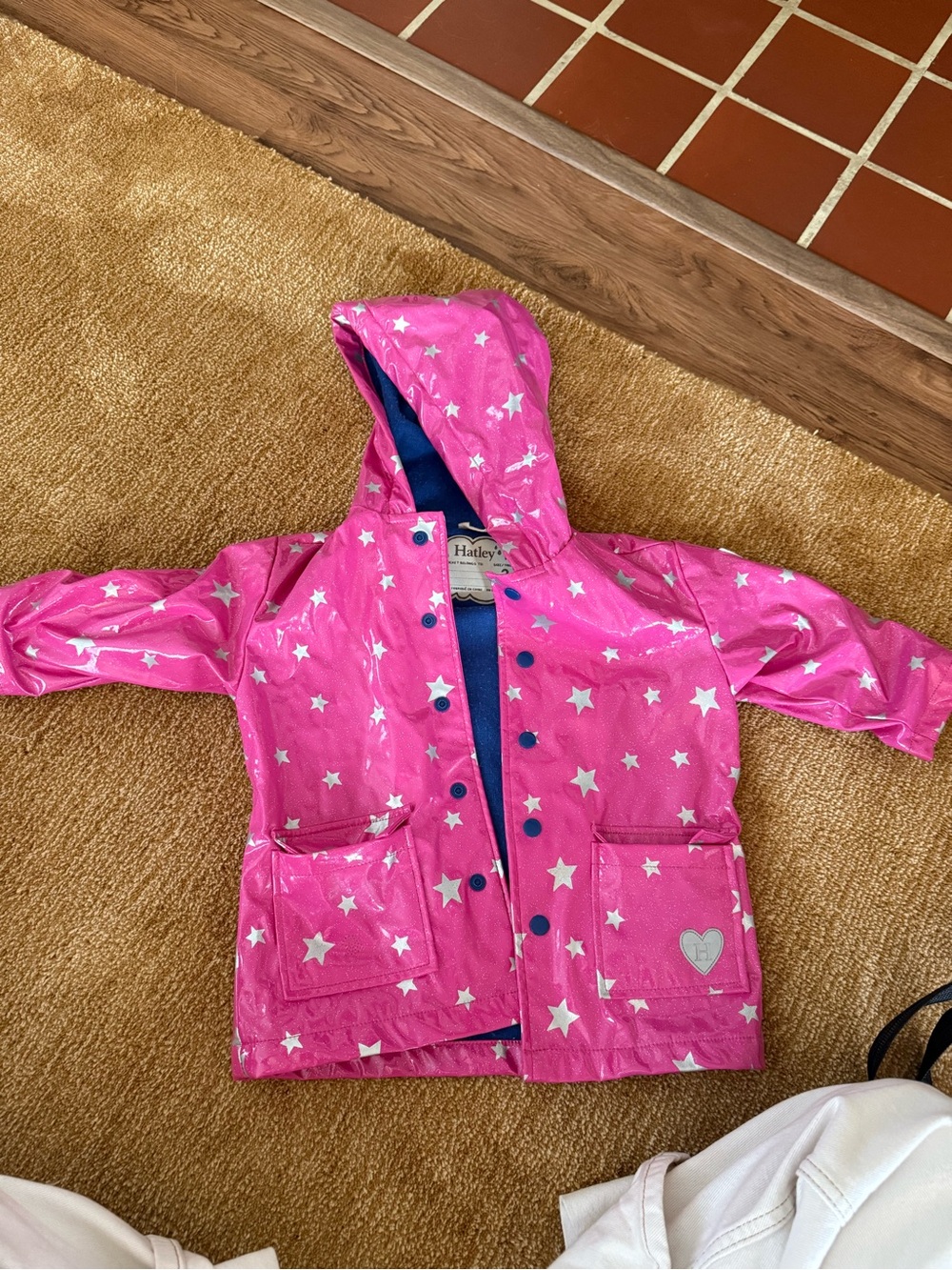 Hatley Pink Star Hooded Kids Raincoat